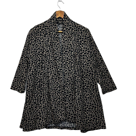 Black Beige Animal Print Swing Jacket - Size 22