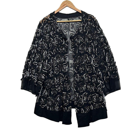 Black Floral Embroidered Jacket - Size 14 - 18