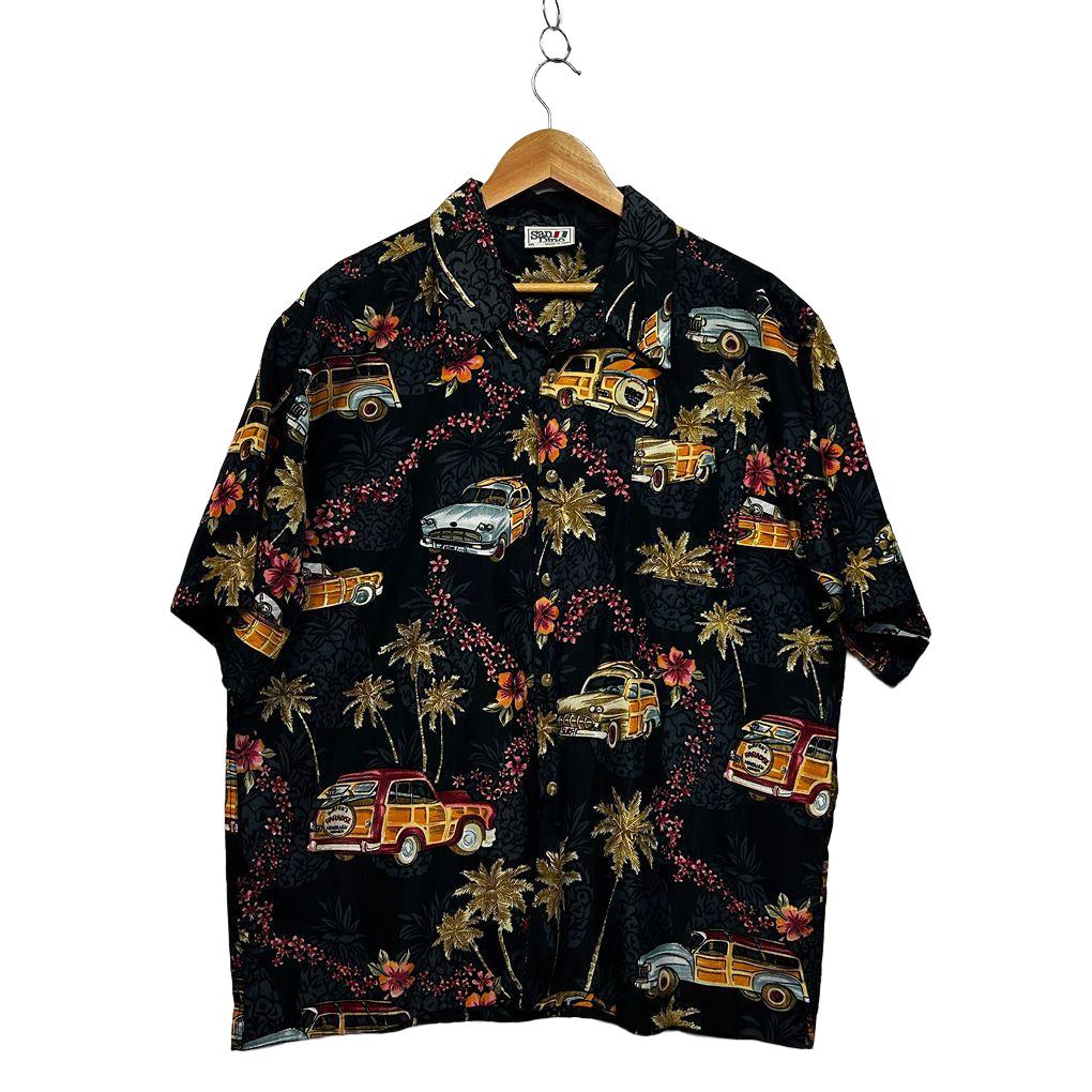 Black Hawaiian Retro Surf Mens Shirt - Size XXL