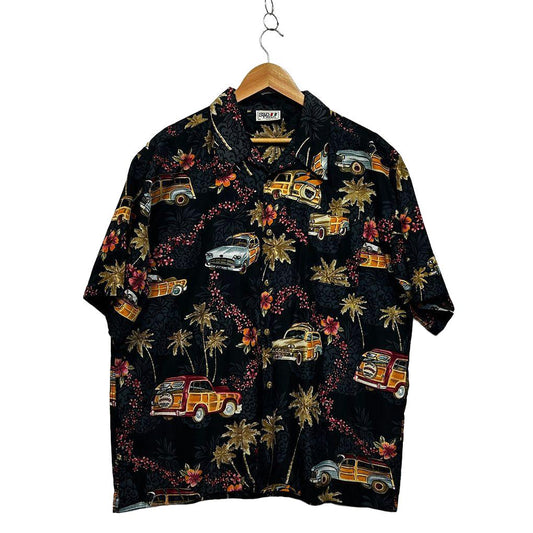 Black Hawaiian Retro Surf Mens Shirt - Size XXL