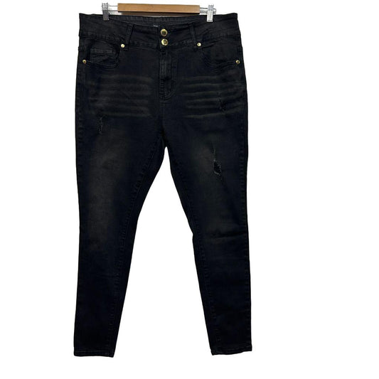 City Chic Asna High Rise Ankle Black Jeans - Size 14