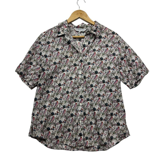 Black Pepper Bird Print Cotton Shirt - Size 14