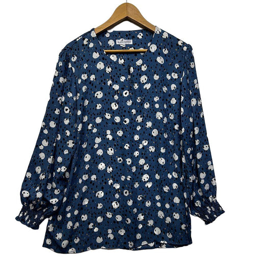 Black Pepper Blue Spot Plus Size Top - Size 18