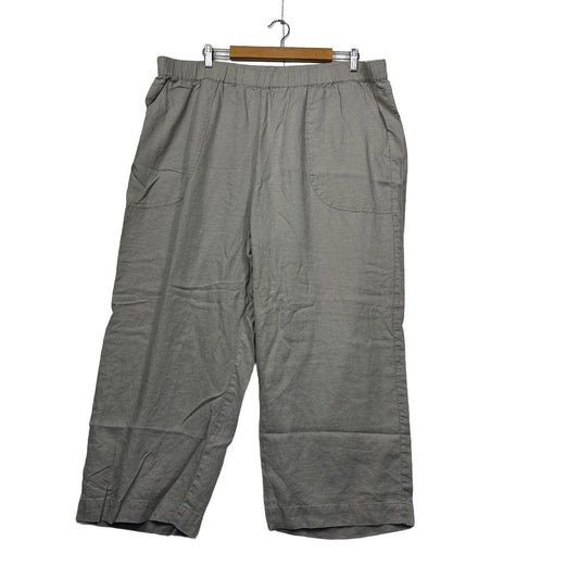 Black Pepper Grey Linen Wide Leg Pants - Size 24