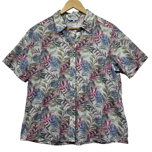Black Pepper Multicoloured Cotton Leaf Print Shirt - Size 14