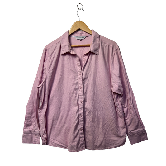 Black Pepper Pink Striped Cotton Shirt - Size 20