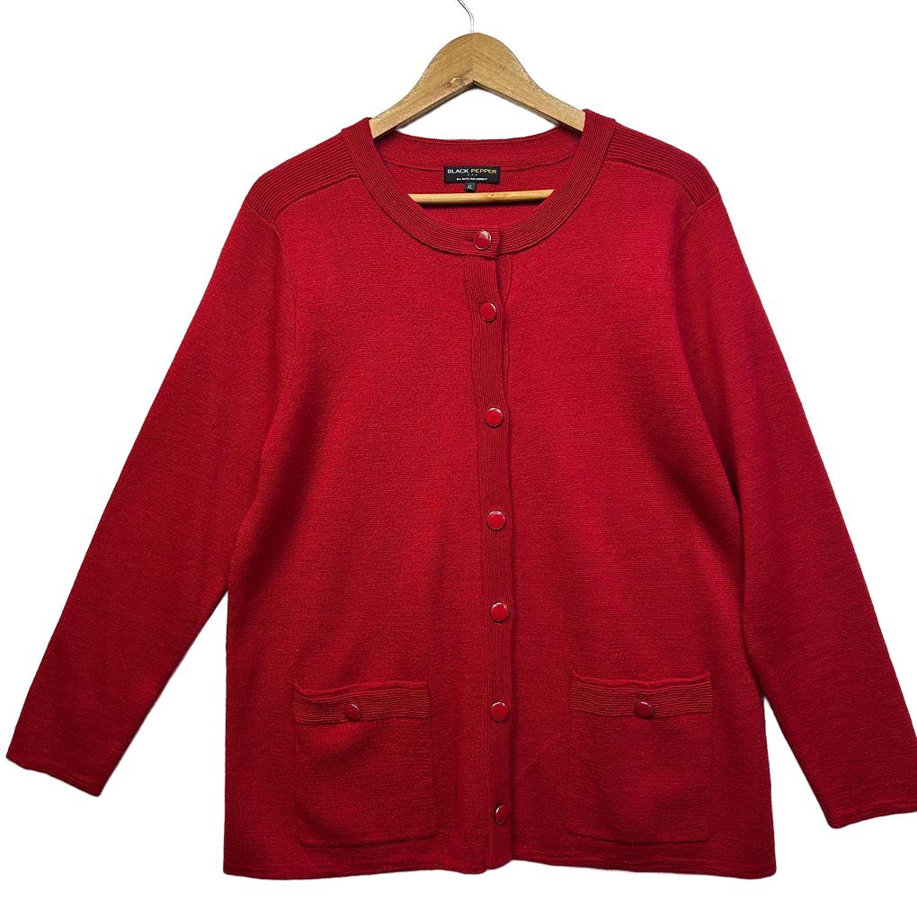 Black Pepper Red Cardigan - Size XL