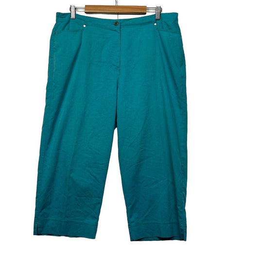Black Pepper Teal Cotton Pants - Size 16