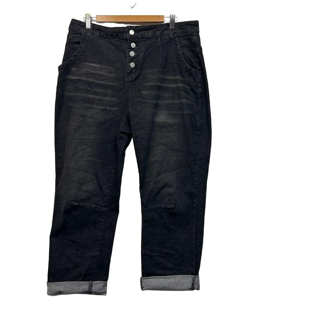 Black Button Fly Jeans - Size 18