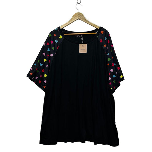Bloomchic Black Hearts Plus Size T-Shirt - Size 30 - 34