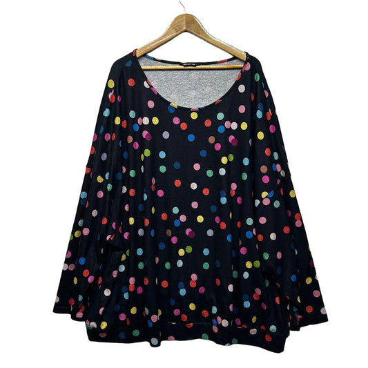 Bloomchic Black Plus Size Spot Long Sleeve Top - Size 30-34
