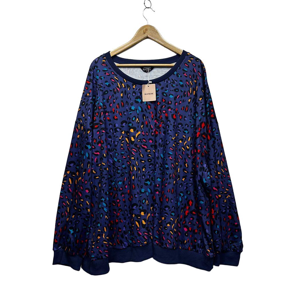 Bloomchic Navy Plus Size Cotton Sweatshirt Jumper - Size 30-34