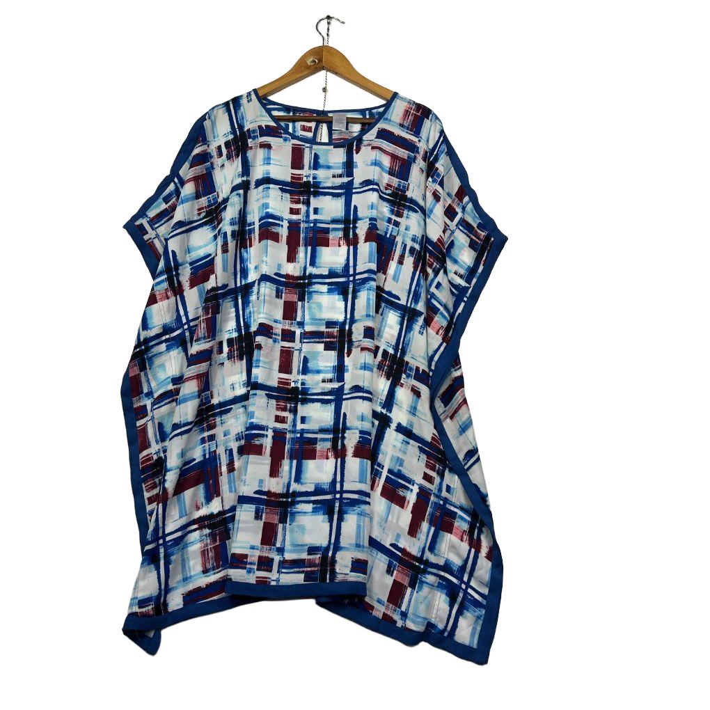 Blue Abstract Print Kaftan Top - Size XL