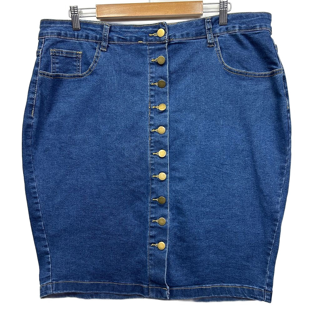 Blue Cotton Denim Skirt - Size 2XL/16/18