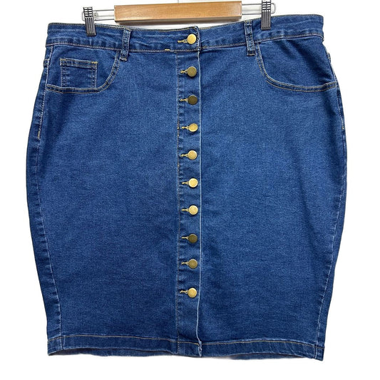 Blue Cotton Denim Skirt - Size 2XL/16/18