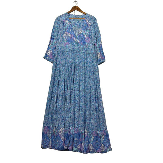 Blue Floral Boho Maxi Dress - Size 16
