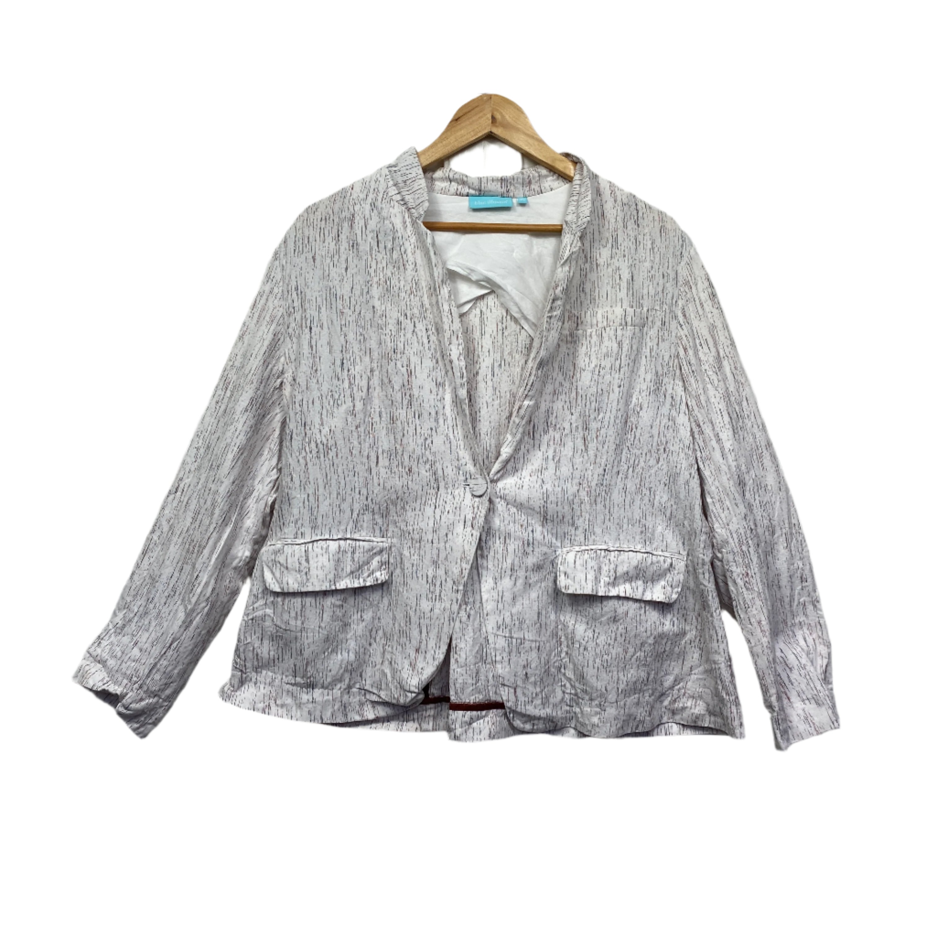 Blue Illusion Black Linen Long Sleeve Jacket - Size XL/16