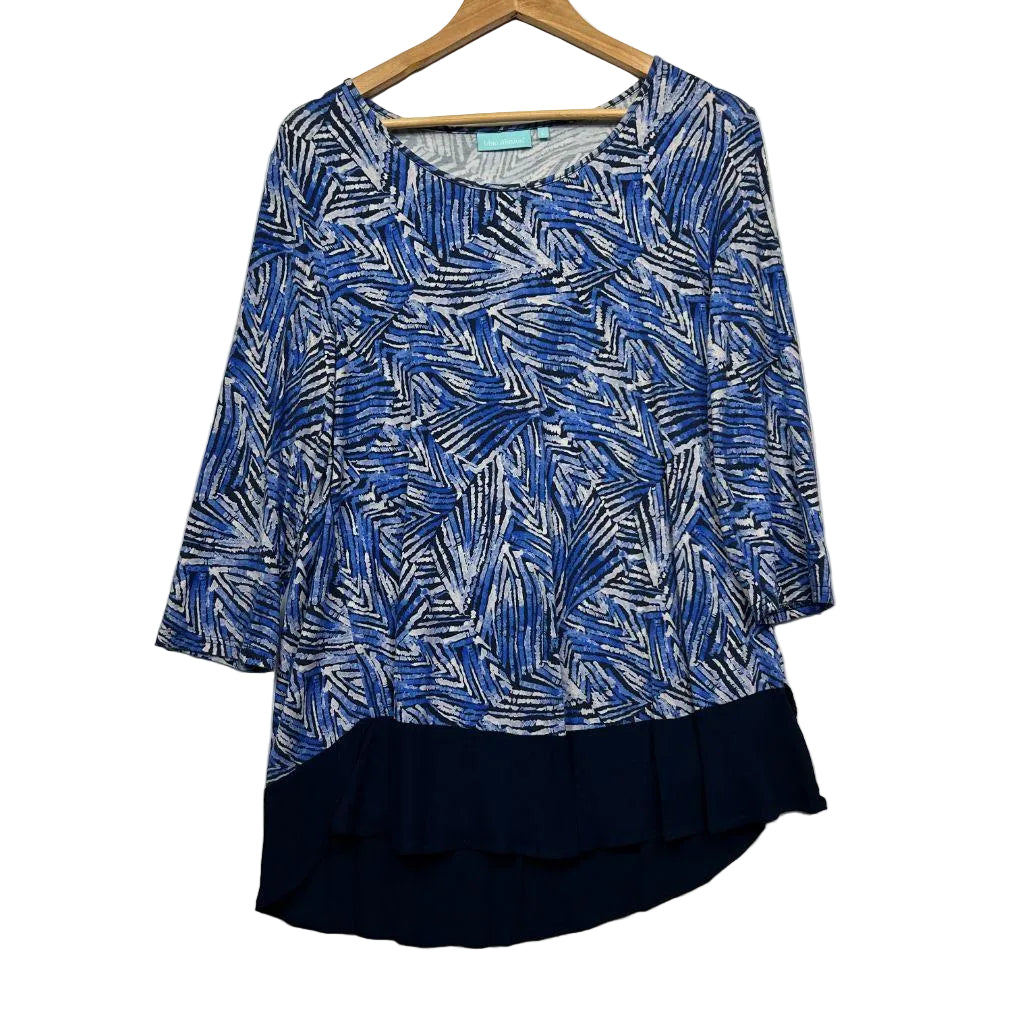 Blue Illusion Blue Print Top - Size 16