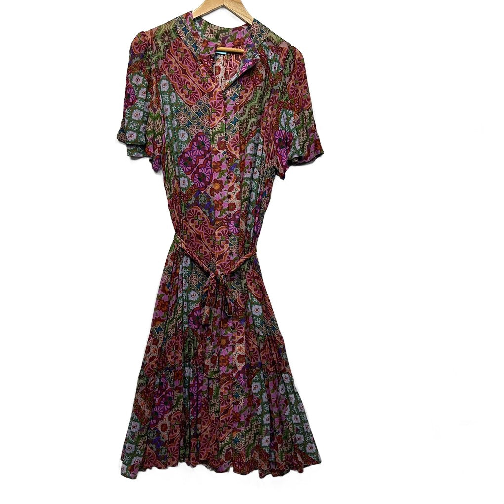 Blue Illusion Multicoloured Floral Sheer Dress - Size XL