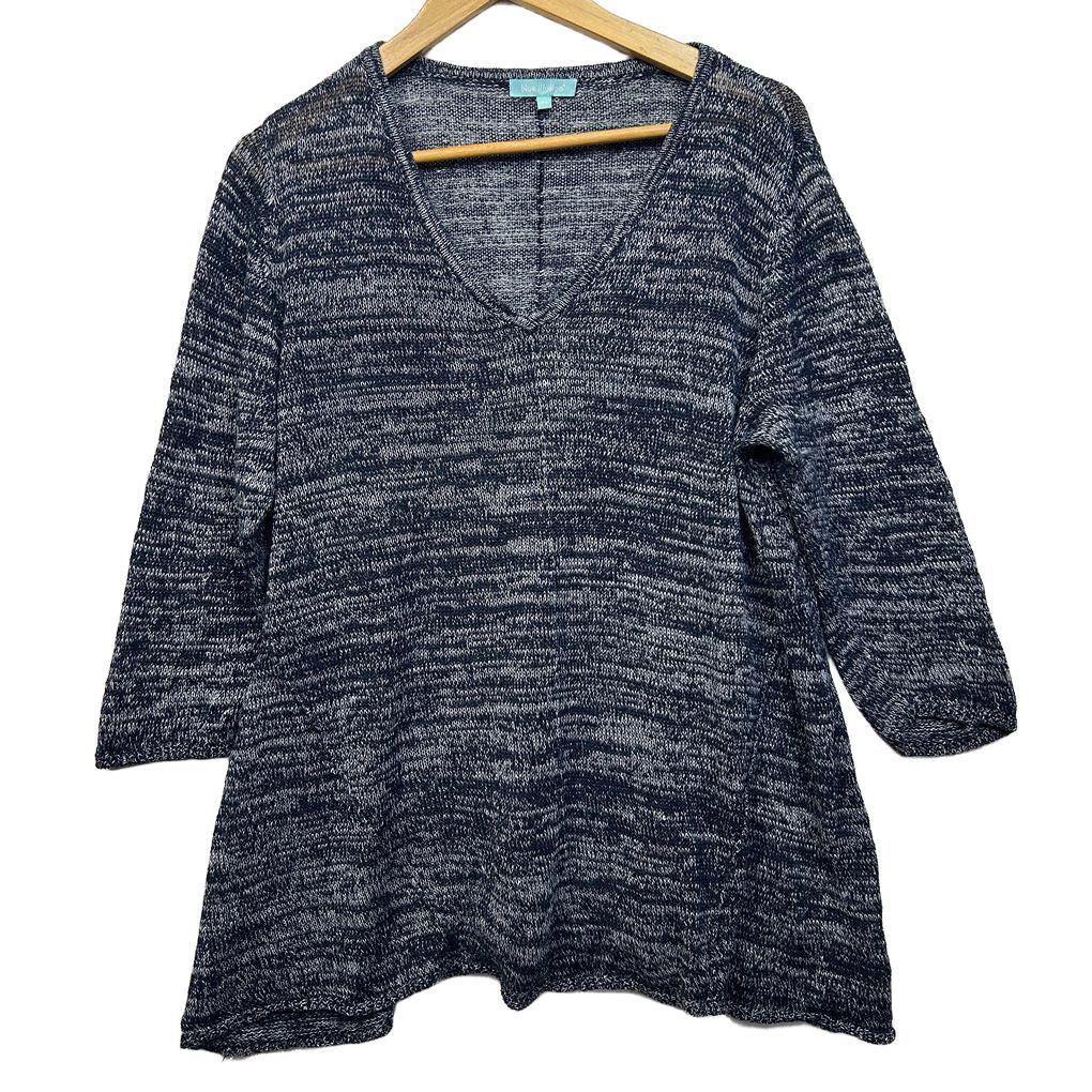 Blue Illusion Navy Linen Top - Size 2L