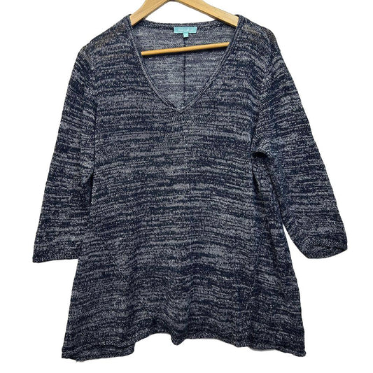 Blue Illusion Navy Linen Top - Size 2L