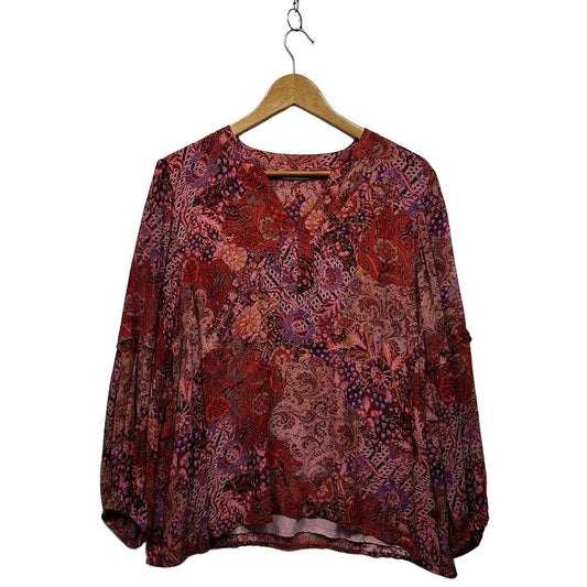 Blue Illusion Pink Paisley Long Sleeve Top - Size XL