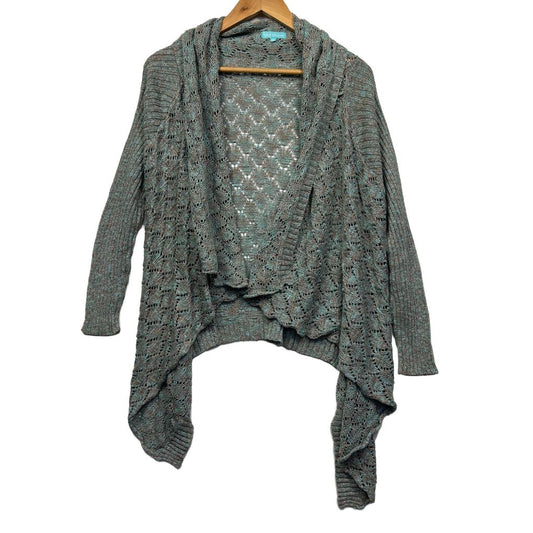 Blue Illusion Teal Crochet Cardigan - Size M