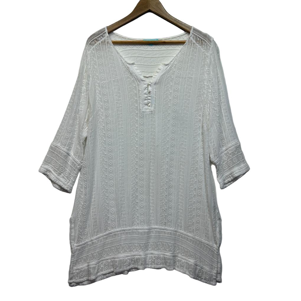 Blue Illusion White Top - Size 2L/16/18