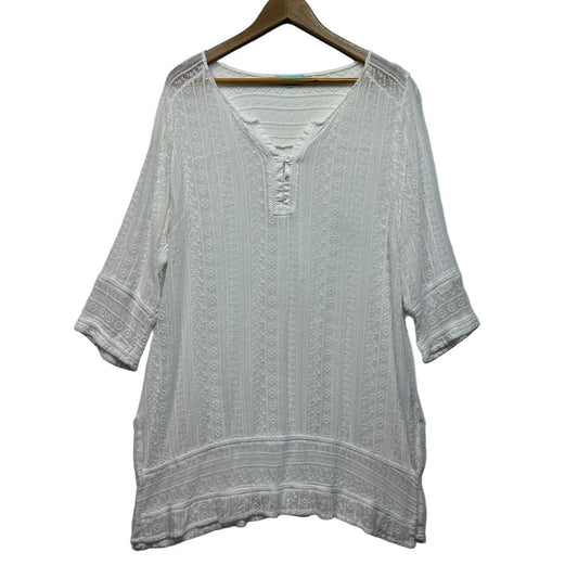 Blue Illusion White Top - Size 2L/16/18