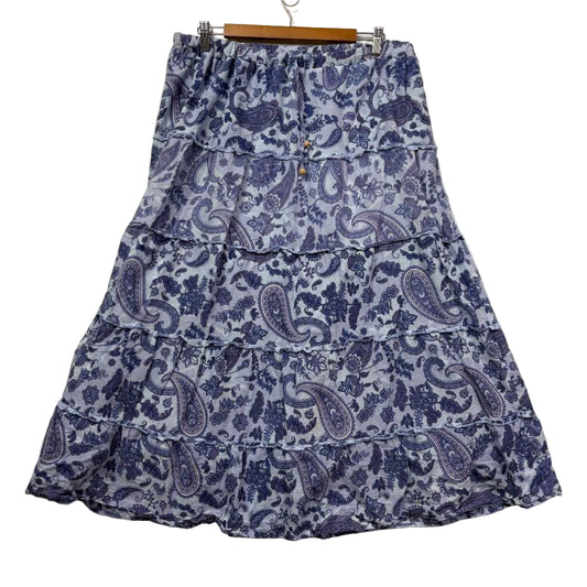 Blue Paisley Maxi Skirt - Size 16/18