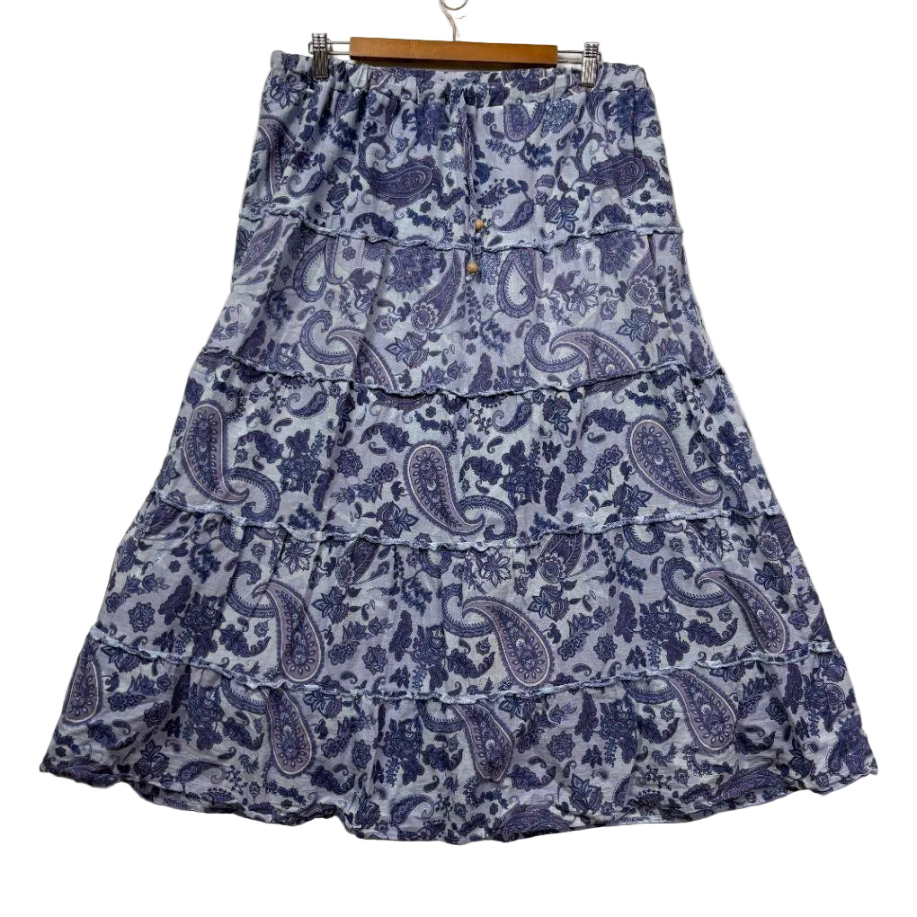 Blue Paisley Maxi Skirt - Size 16/18