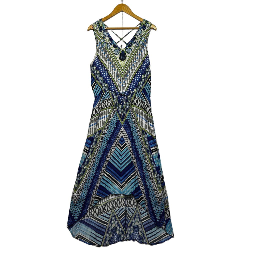 Blue Print Maxi Dress - Size 12