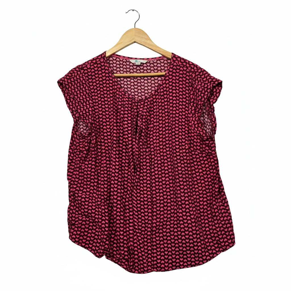 Boden Pink Geometric Print Top - Size 16