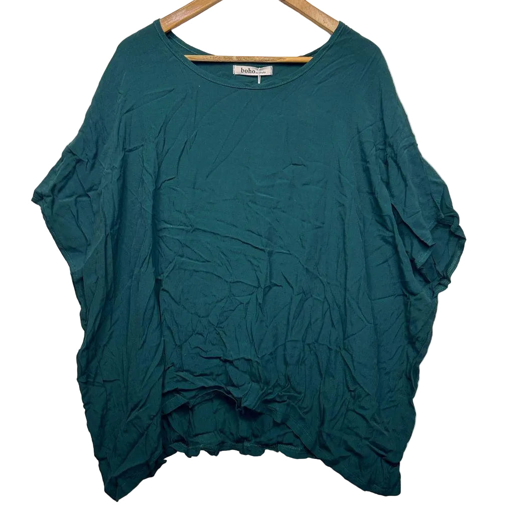 Boho Brodie Teal Drape Top - One Size