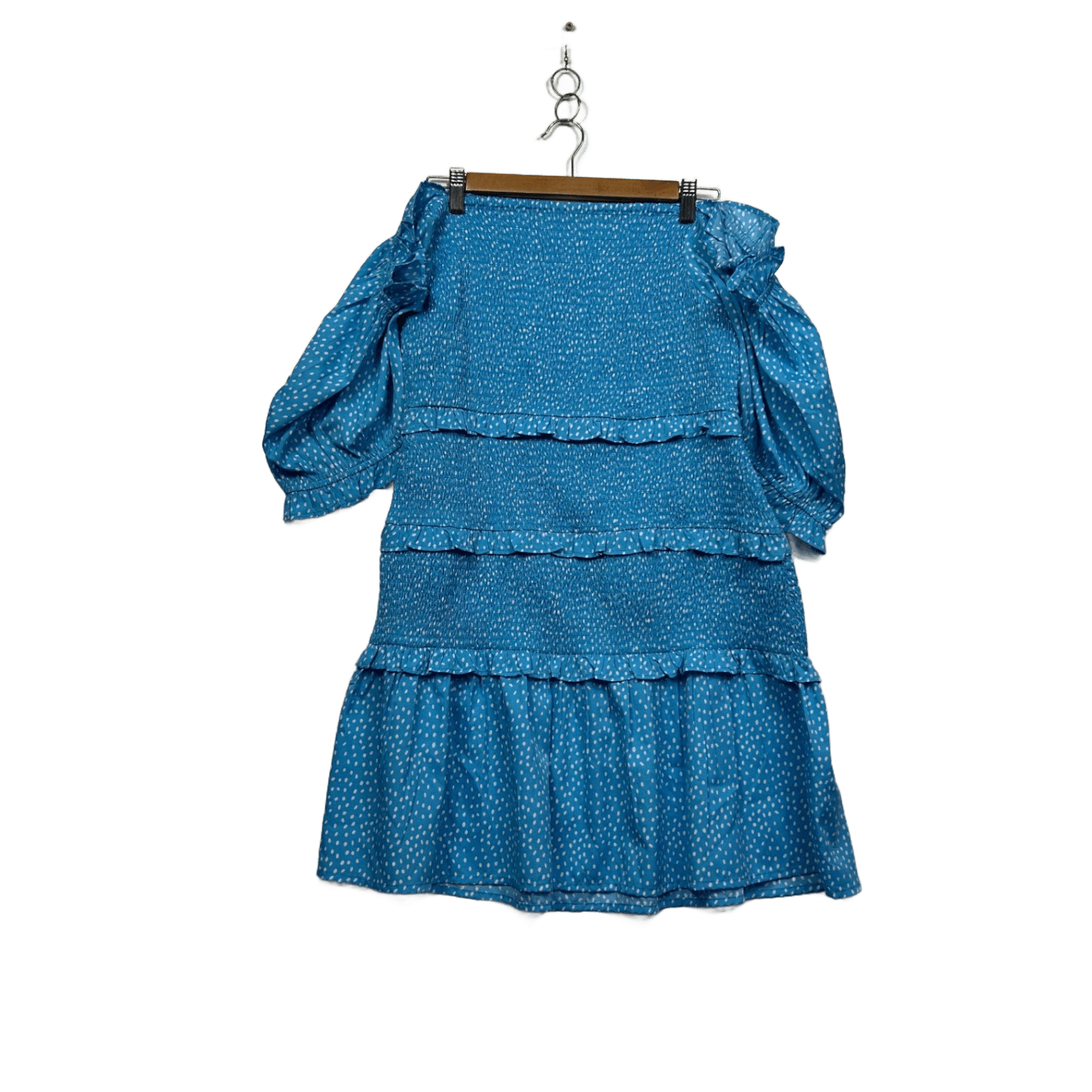 Boohoo Blue Tiered Off the Shoulder Ruched Dress Size 18