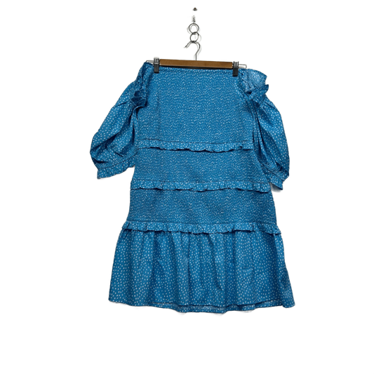 Boohoo Blue Tiered Off the Shoulder Ruched Dress Size 18