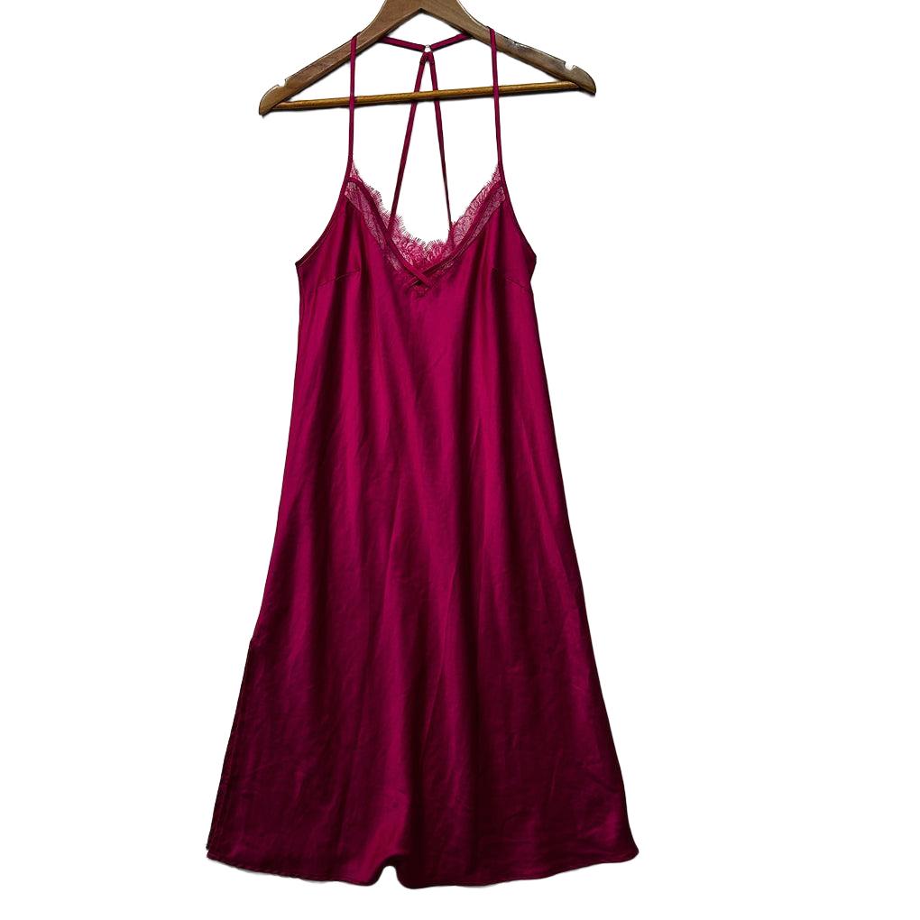 Bras N Things Pink Satin Chemise - Size 12