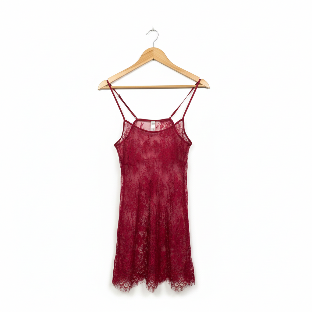 Bras N Things Red Lace Chemise with Adjustable Straps - Size 12