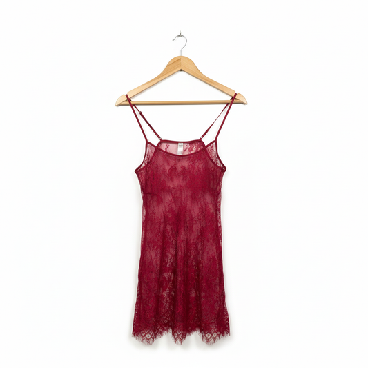 Bras N Things Red Lace Chemise with Adjustable Straps - Size 12