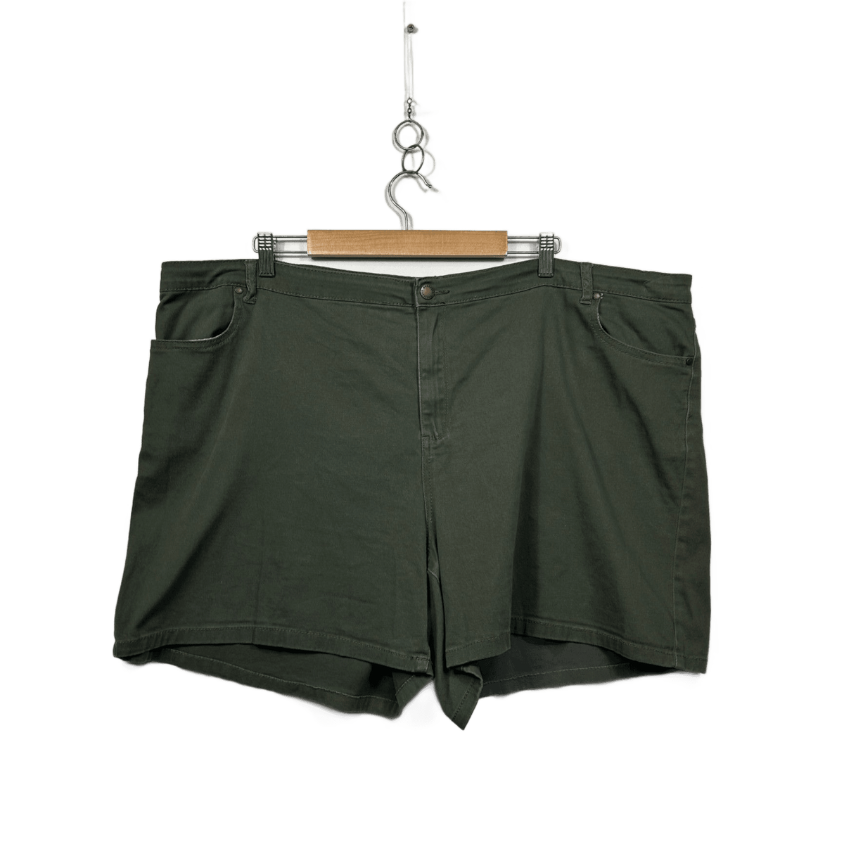 Breakers Olive Green Plus Size Cotton Bermuda Shorts - Size 26