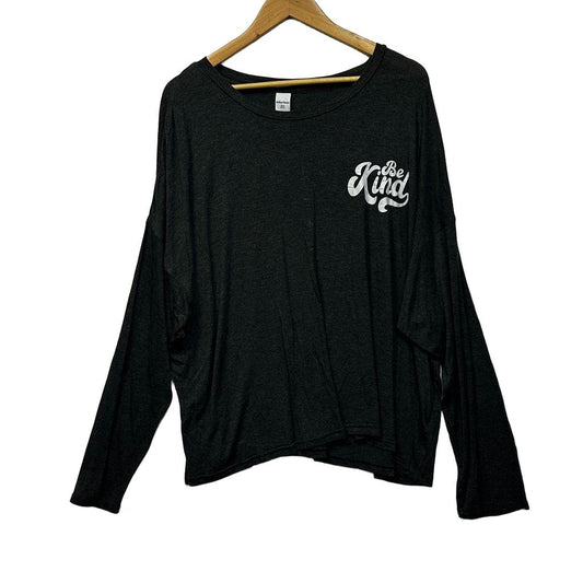 Brilliant Basics Be Kind Charcoal Long Sleeve Top - Size 20