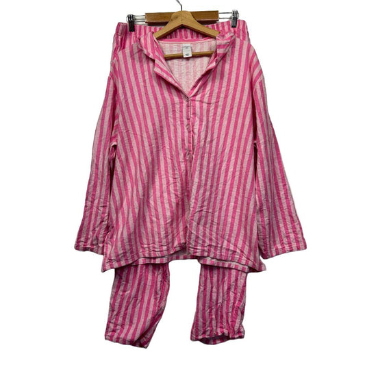 Brilliant Basics Pink Stripe Cotton PJ Set - Size 18