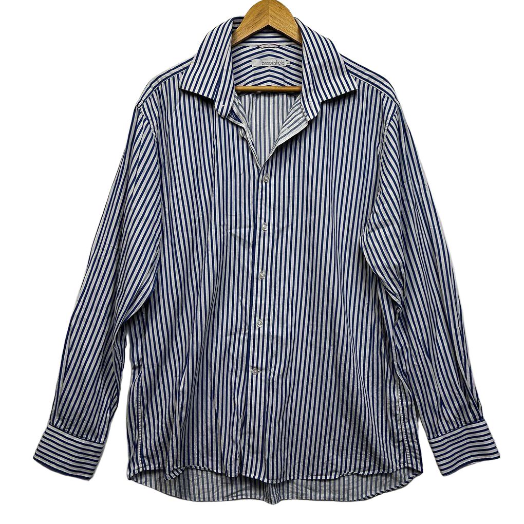 Brooksfield Blue Striped Cotton Shirt - Size 46