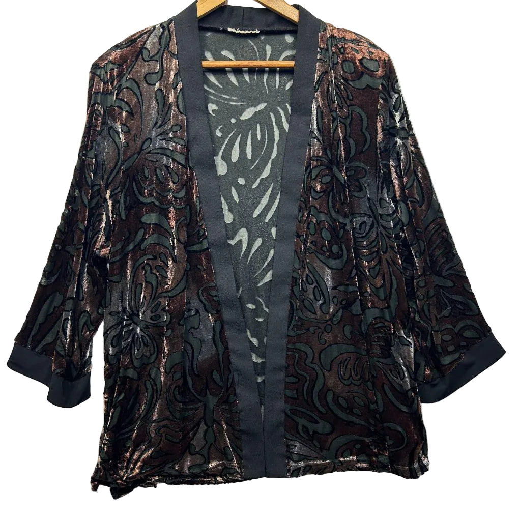 Vintage Brown Burnout Velvet Top - Size 16