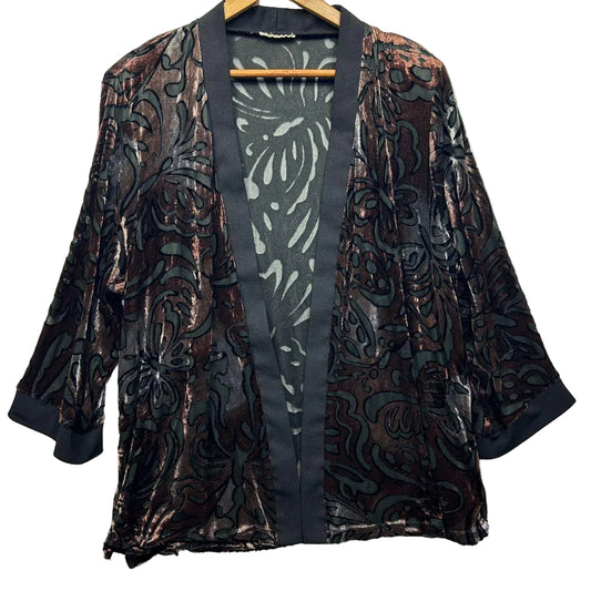 Vintage Brown Burnout Velvet Top - Size 16