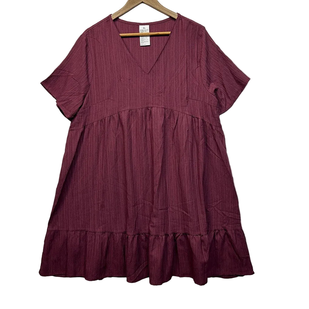 Burgundy Smock Dress - Size XL