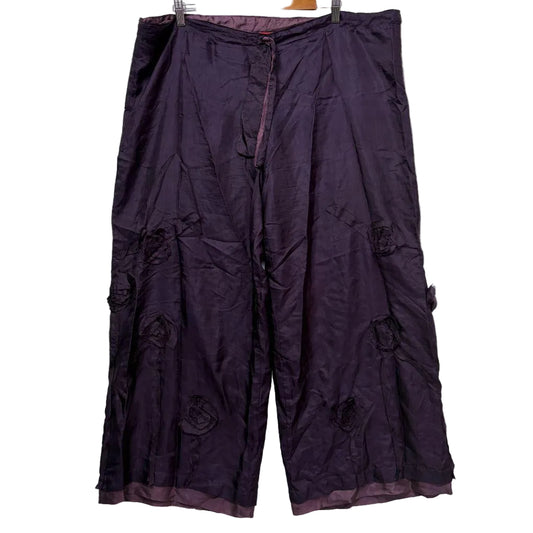Cropped Purple Cargo Silk Pants - Size XL