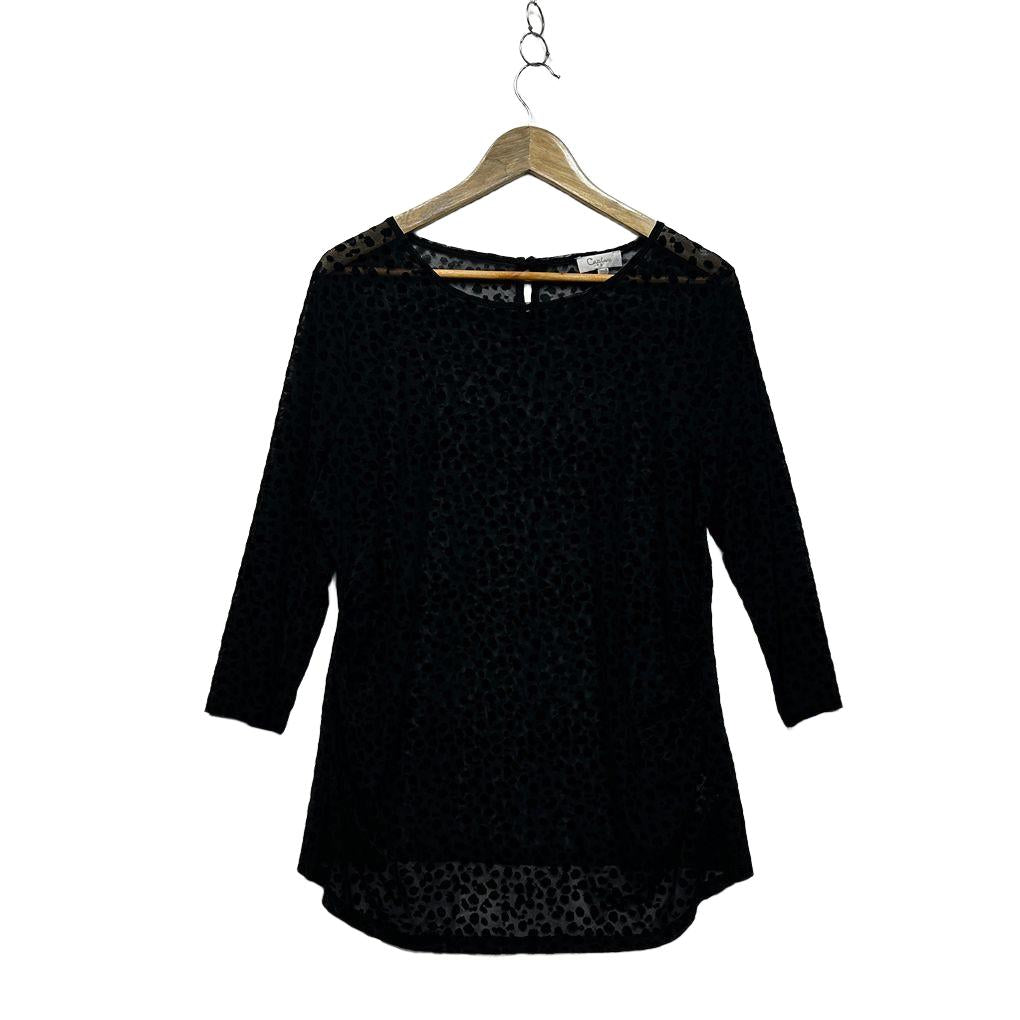Capture Black Plus Size Sheer Cotton Top - Size 18