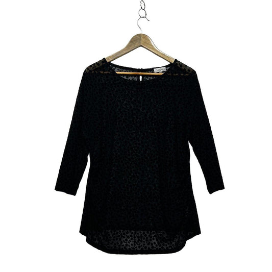 Capture Black Plus Size Sheer Cotton Top - Size 18