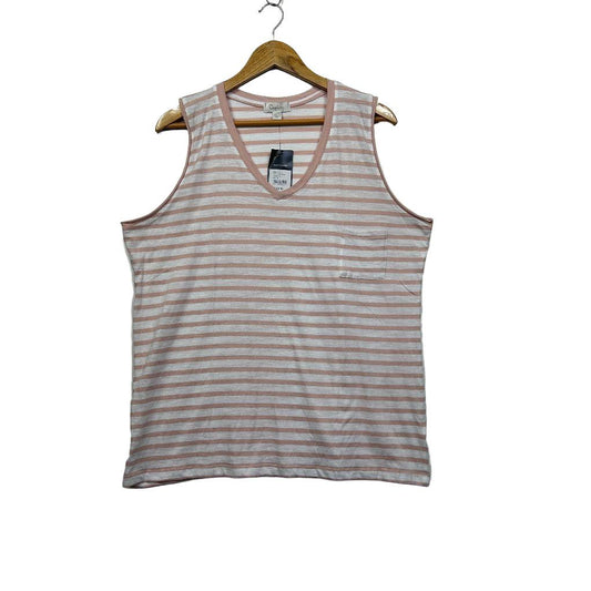 Capture Pink Cotton Stripe Sleeveless Top - Size 18
